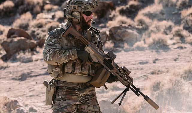 Soldier with a light machine gun
